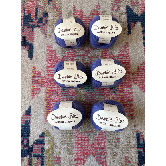 Debbie Bliss Cotton Angora Yarn Lot of 6 Skeins New - Picture 1 of 5